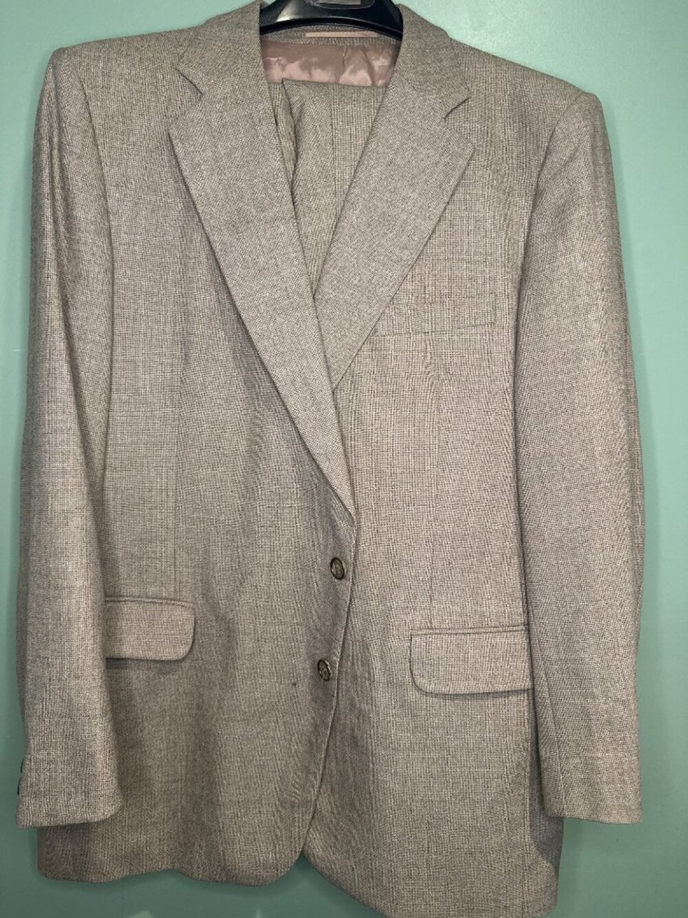 Vintage Puccini International Mens 44 Wool 2 Piece Suit Blazer Pants Business